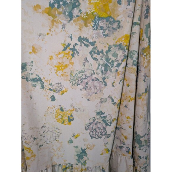 A New Day Dress XXL Women's Cream Floral Ruffle Hem Short Sleeve Shift Relaxed - Picture 4 of 7